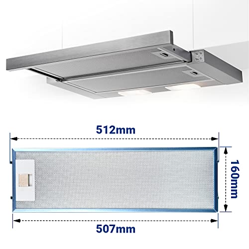 Set 2x Fettfilter Dunstabzugshaube Ersatz fΓΌr AEG Filter 405534414/9 - AEG Dunstabzugshaube Filter Metall 512x160mm fΓΌr AEG Dunstabzugshaube
