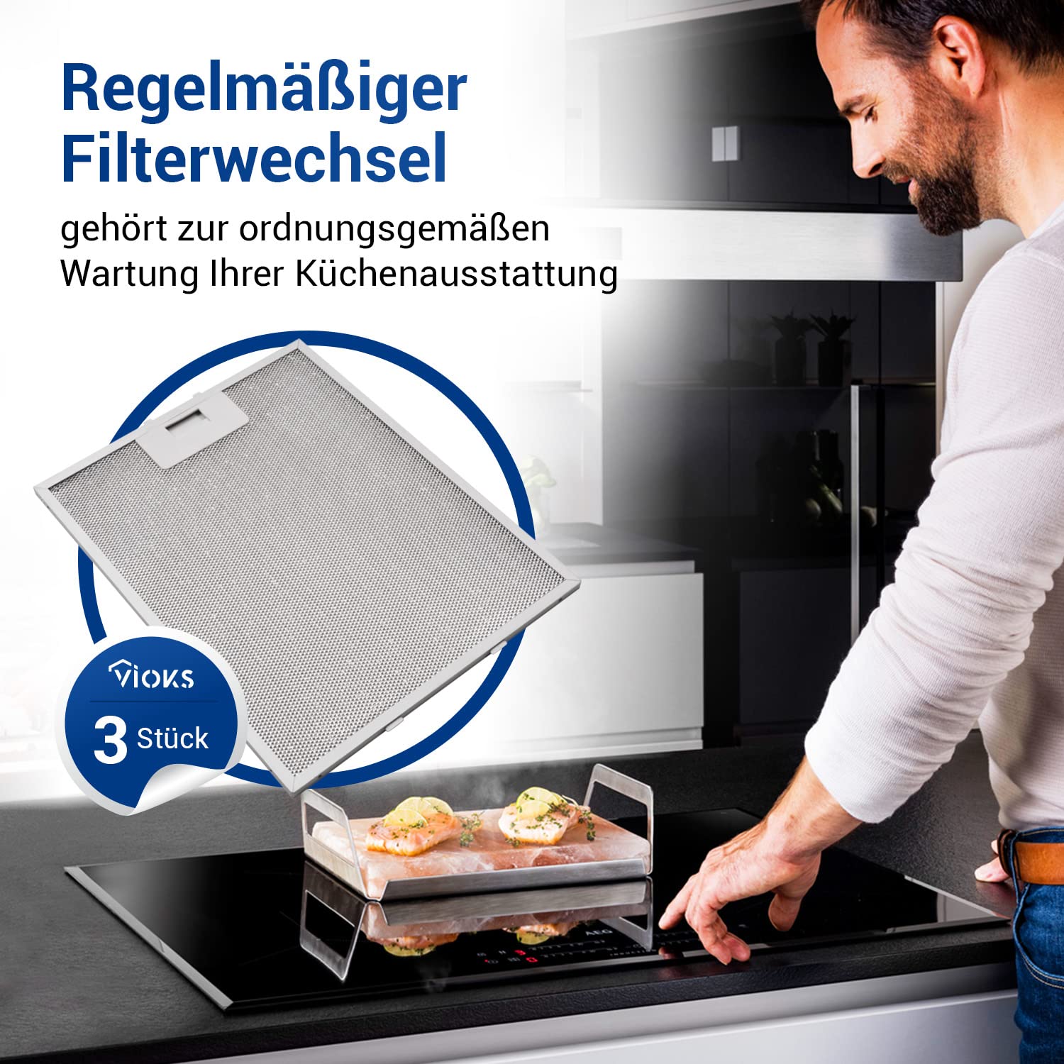 Dunstabzugshaube Filter Metall 310x250mm SET 3x Ersatz fΓΌr Metallfettfilter Bosch 00353110 & Dunstabzug Filter / Metallfilter fΓΌr Dunstabzugshaube Bosch / Filter Abzugshaube Constructa