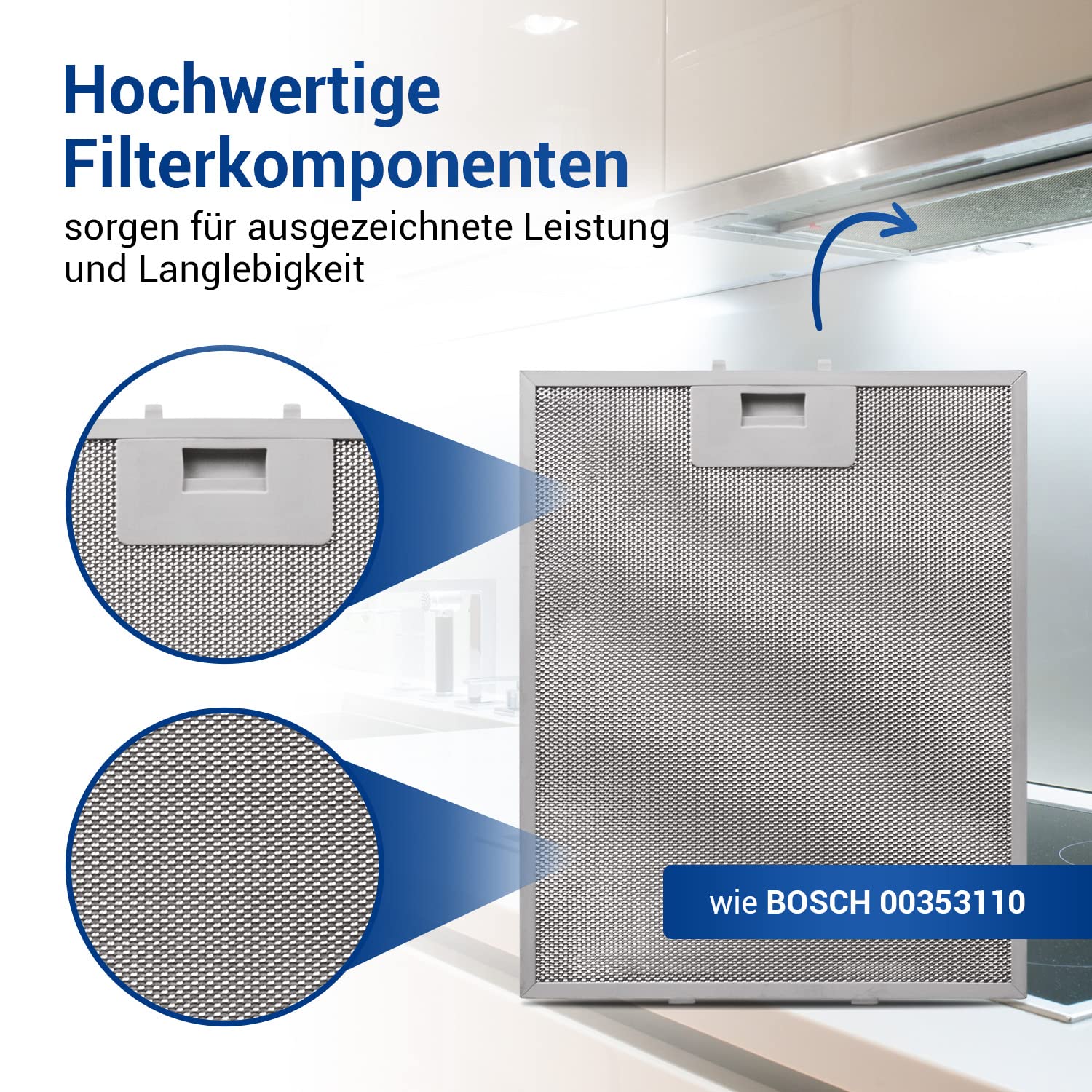 Dunstabzugshaube Filter Metall 310x250mm SET 3x Ersatz fΓΌr Metallfettfilter Bosch 00353110 & Dunstabzug Filter / Metallfilter fΓΌr Dunstabzugshaube Bosch / Filter Abzugshaube Constructa