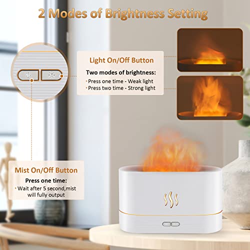 Flame Diffuser Humidifier-Auto Off 180ml Essential Oil Diffuser-2 Modes Brightness Aroma Humidifier with Fire Flame Effect for Home,Office,Spa,Gym(Black)