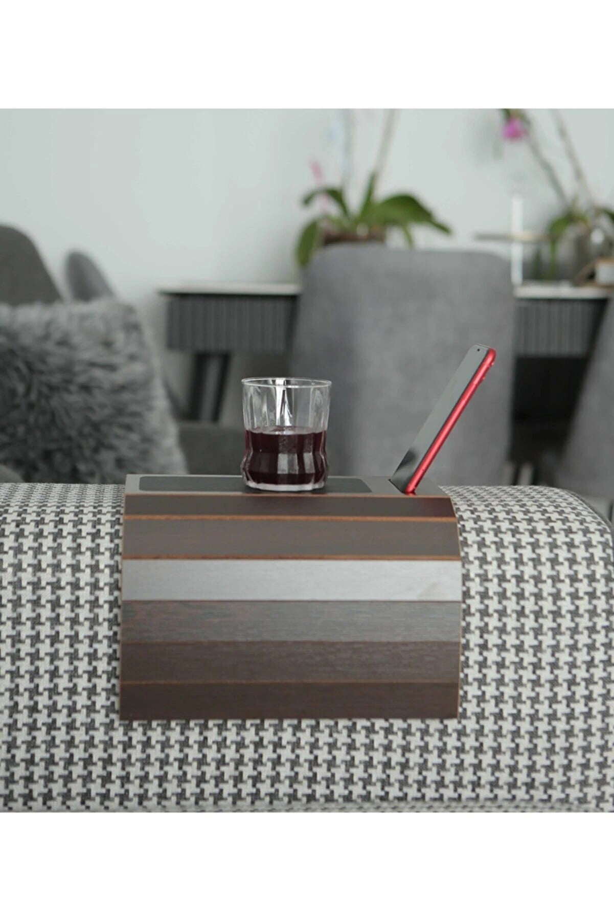 23 $ | Sofa Tray, Couch Table Tray, Based Phone Holder 50x27.8 cm Dark Brown